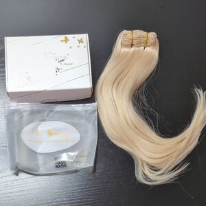 14 Inch 105 G 7 Pcs Clip In Real Human Hair Extensions Blonde Moonlit Platinum